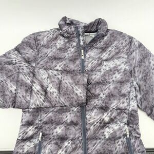 Ariat Ideal Down Jacket Womens Small Gray Print Puffer Packable Coat